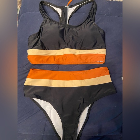 Cupshe Other - Black and Orange Women's Swim Set